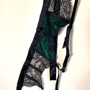 NWT VS Garter Belt XS/S Black with Green Detail